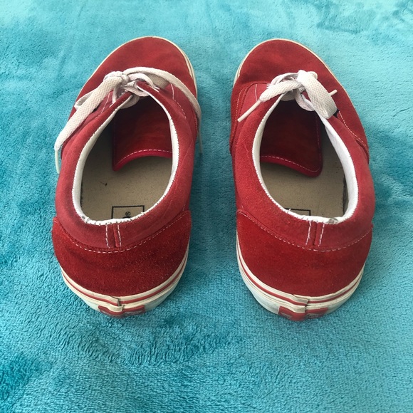 — SOLD On Depop — Red Suede Vans - Picture 3 of 7
